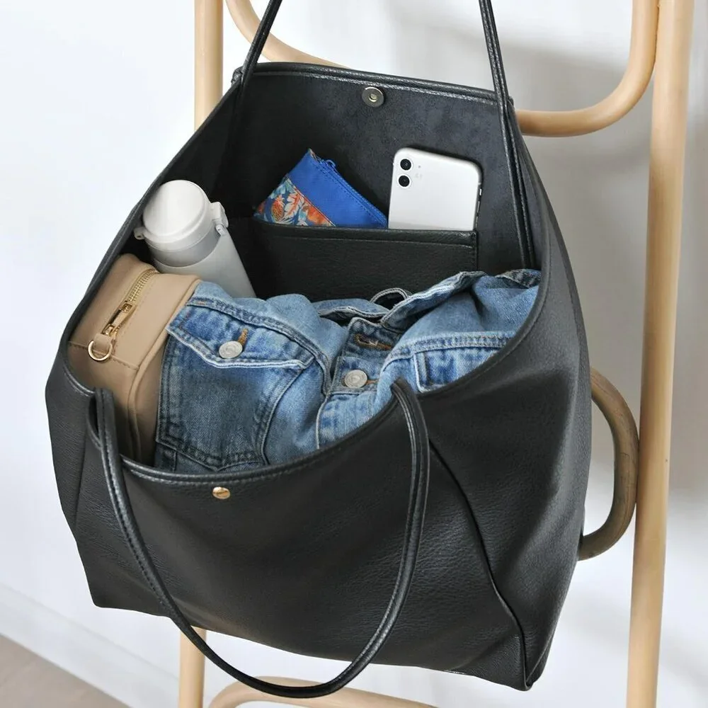 Oversize Pu Leather Tote Women Weekender Bag Travel Shopper Handbag